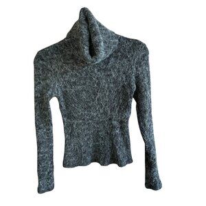 Dance in Paris Fuzzy Eyelash Gray Turtleneck Sweater Size Small